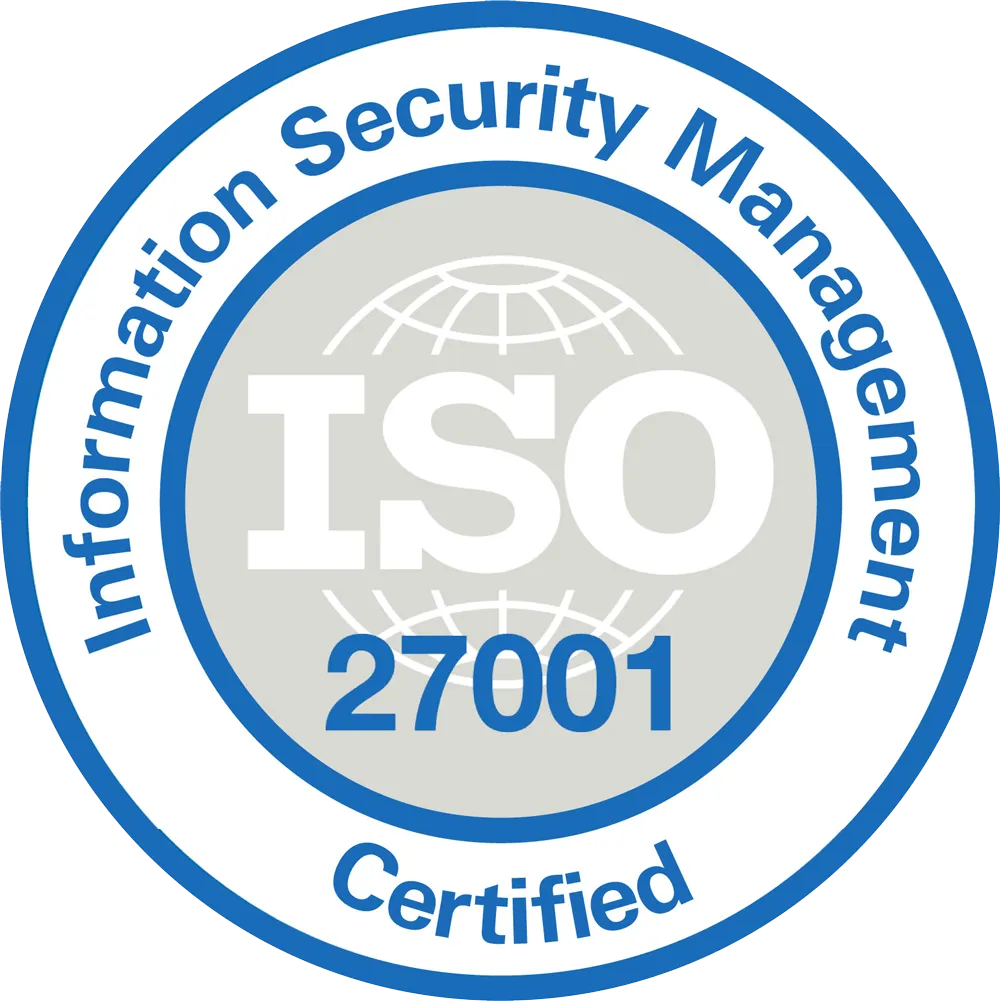 Visuel badge ISO 27001 de certification Information Security Management